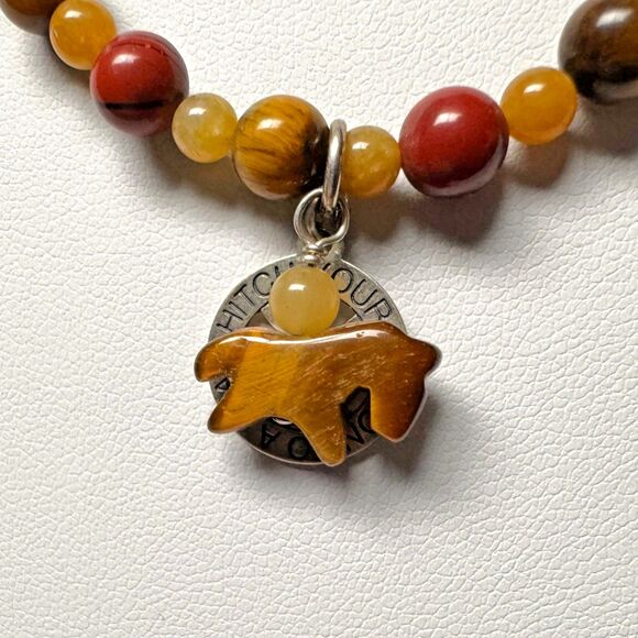 CAROLYN POLLACK STERLING SILVER TIGERS EYE BEADED WAGON WHEEL NECKLACE  16" -20" - Picture 13 of 16